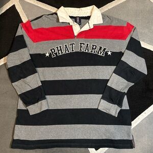 Striped Phat Farm long-sleeve polo shirt